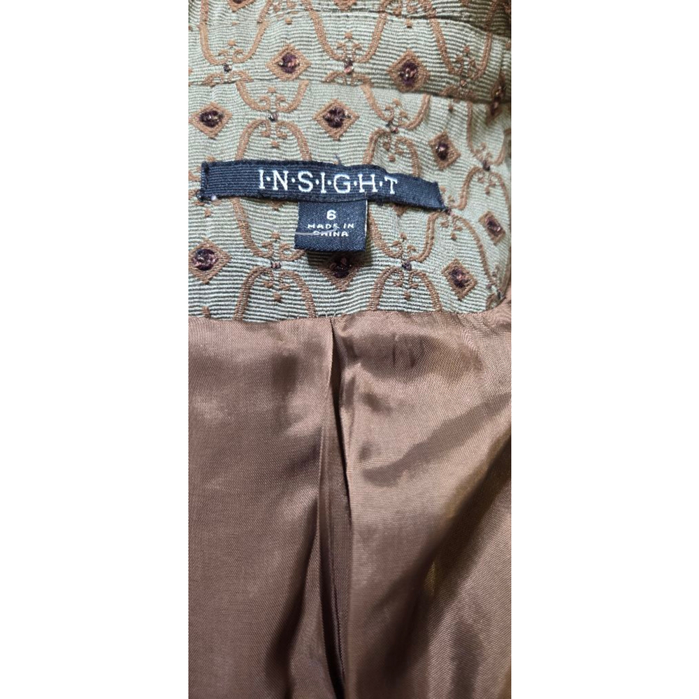Insight Green & Brown Patterned Blazer Size 6 - Picture 5 of 7